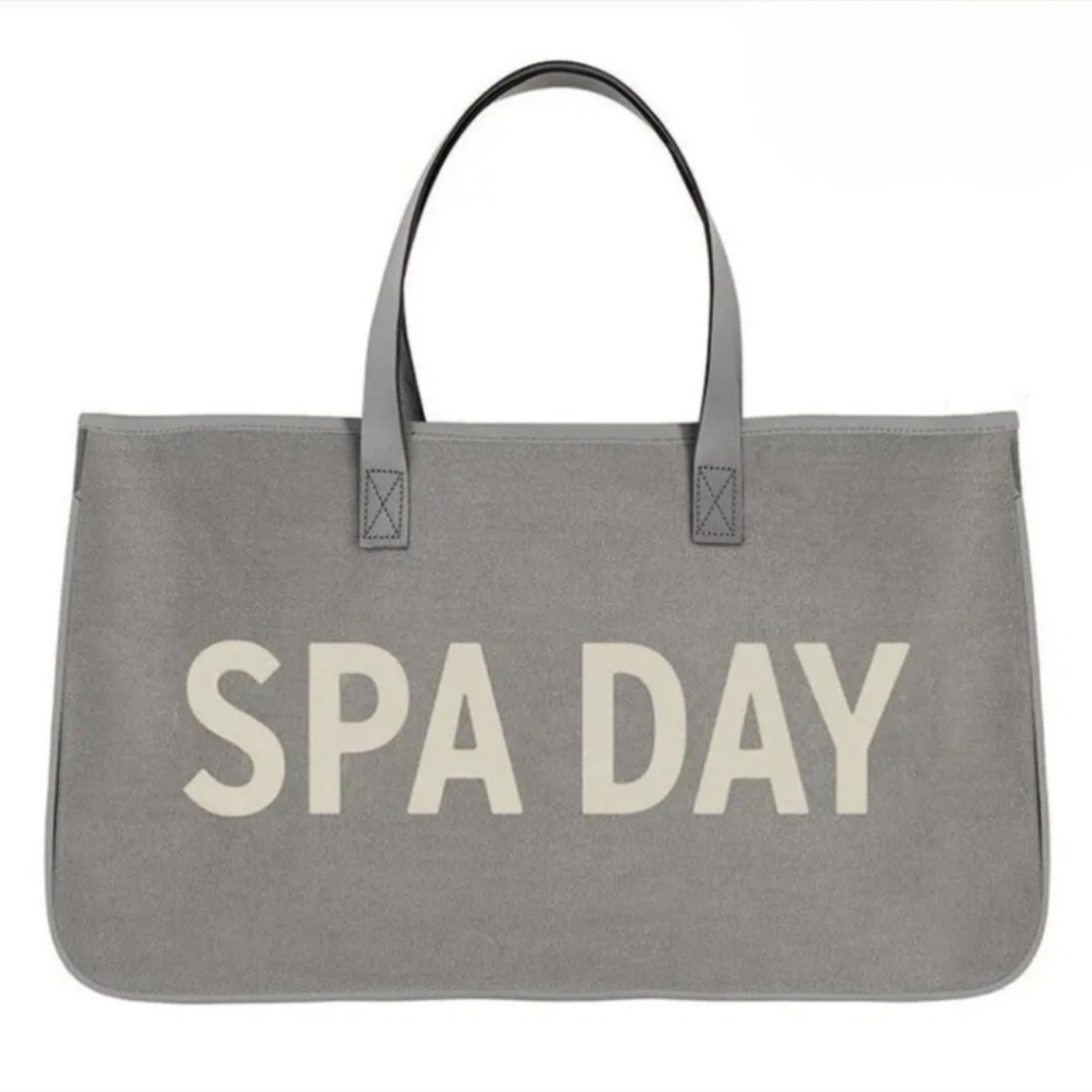 Gray 'Spa Day' Canvas Tote Bag